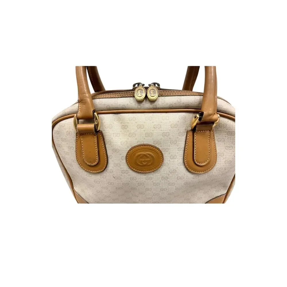 GUCCI Cream GG Monogram Micro Supreme Top Handle Vtg Bag|COA